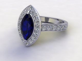 Natural Kanchanaburi Sapphire and Diamond Halo Ring. Hallmarked Platinum (950)-07-0147-8935