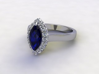 Natural Kanchanaburi Sapphire and Diamond Halo Ring. Hallmarked Platinum (950)-07-0147-8937