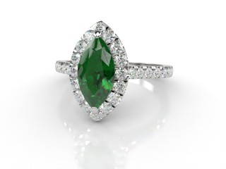 Natural Green Tourmaline and Diamond Halo Ring. Hallmarked Platinum (950)-07-0151-8934