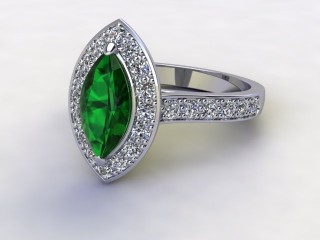 Natural Green Tourmaline and Diamond Halo Ring. Hallmarked Platinum (950)-07-0151-8935