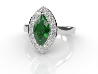 Natural Green Tourmaline and Diamond Halo Ring. Hallmarked Platinum (950)-07-0151-8936
