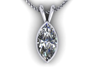 Platinum Marquise Diamond Pendant  - 6