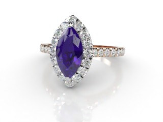Natural Amethyst and Diamond Halo Ring. Hallmarked 18ct. Rose Gold-07-0412-8934