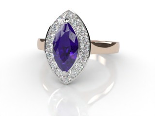 Natural Amethyst and Diamond Halo Ring. Hallmarked 18ct. Rose Gold-07-0412-8936