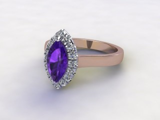 Natural Amethyst and Diamond Halo Ring. Hallmarked 18ct. Rose Gold-07-0412-8937