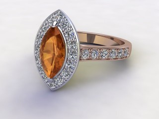 Natural Citrine and Diamond Halo Ring. Hallmarked 18ct. Rose Gold-07-0414-8935