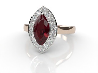 Natural Mozambique Garnet and Diamond Halo Ring. Hallmarked 18ct. Rose Gold-07-0417-8936