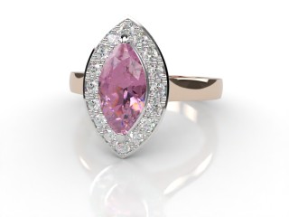 Natural Pink Sapphire and Diamond Halo Ring. Hallmarked 18ct. Rose Gold-07-0424-8936