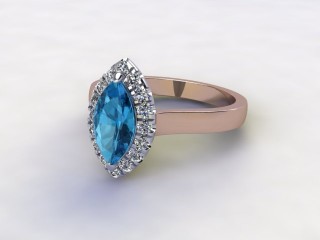 Natural Sky Blue Topaz and Diamond Halo Ring. Hallmarked 18ct. Rose Gold-07-0438-8937