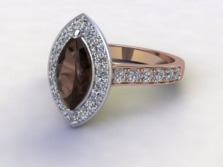 Natural Smoky Quartz and Diamond Halo Ring. Hallmarked 18ct. Rose Gold-07-0439-8935