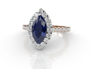 Natural Kanchanaburi Sapphire and Diamond Halo Ring. Hallmarked 18ct. Rose Gold-07-0447-8934