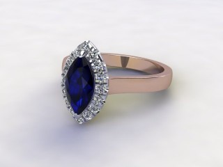 Natural Kanchanaburi Sapphire and Diamond Halo Ring. Hallmarked 18ct. Rose Gold-07-0447-8937