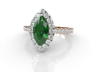 Natural Green Tourmaline and Diamond Halo Ring. Hallmarked 18ct. Rose Gold-07-0451-8934