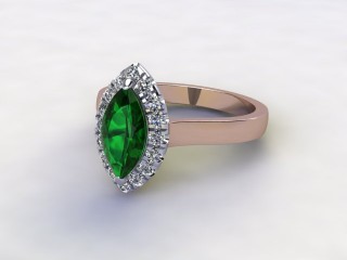 Natural Green Tourmaline and Diamond Halo Ring. Hallmarked 18ct. Rose Gold-07-0451-8937