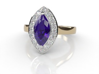 Natural Amethyst and Diamond Halo Ring. Hallmarked 18ct. Yellow Gold-07-2812-8936