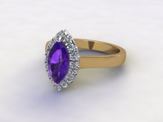 Natural Amethyst and Diamond Halo Ring. Hallmarked 18ct. Yellow Gold-07-2812-8937