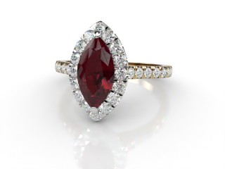 Natural Mozambique Garnet and Diamond Halo Ring. Hallmarked 18ct. Yellow Gold-07-2817-8934
