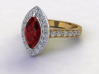 Natural Mozambique Garnet and Diamond Halo Ring. Hallmarked 18ct. Yellow Gold-07-2817-8935