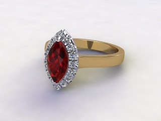 Natural Mozambique Garnet and Diamond Halo Ring. Hallmarked 18ct. Yellow Gold-07-2817-8937
