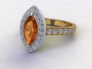 Natural Golden Citrine and Diamond Halo Ring. Hallmarked 18ct. Yellow Gold-07-2833-8935