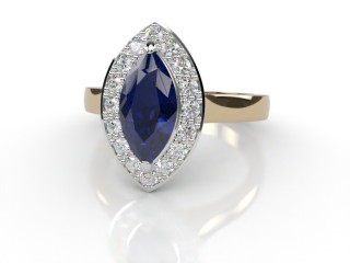Natural Kanchanaburi Sapphire and Diamond Halo Ring. Hallmarked 18ct. Yellow Gold-07-2847-8936