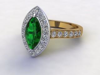 Natural Green Tourmaline and Diamond Halo Ring. Hallmarked 18ct. Yellow Gold-07-2851-8935