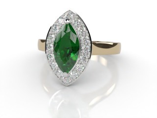 Natural Green Tourmaline and Diamond Halo Ring. Hallmarked 18ct. Yellow Gold-07-2851-8936