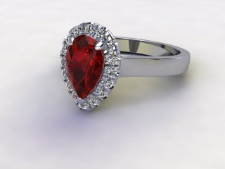 Natural Mozambique Garnet and Diamond Halo Ring. Hallmarked Platinum (950)-08-0117-8939