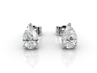 Platinum Contempory 3 Claw Pearshape Diamond Stud Earrings-08-0120-0000