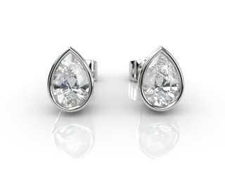 Platinum Rub-Over Pearshape Diamond Stud Earrings-08-0120-0001