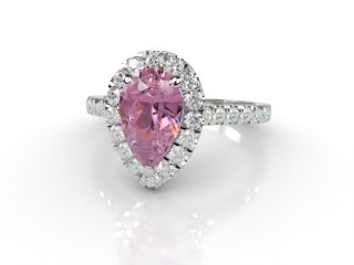 Natural Pink Sapphire and Diamond Halo Ring. Hallmarked Platinum (950)-08-0124-8938