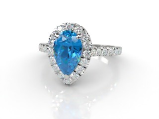 Natural Sky Blue Topaz and Diamond Halo Ring. Hallmarked Platinum (950)-08-0138-8938
