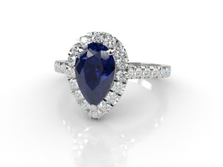 Natural Kanchanaburi Sapphire and Diamond Halo Ring. Hallmarked Platinum (950)-08-0147-8938