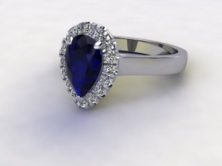 Natural Kanchanaburi Sapphire and Diamond Halo Ring. Hallmarked Platinum (950)-08-0147-8939