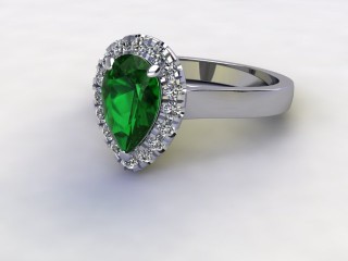 Natural Green Tourmaline and Diamond Halo Ring. Hallmarked Platinum (950)-08-0151-8939