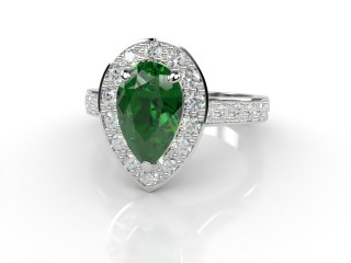 Natural Green Tourmaline and Diamond Halo Ring. Hallmarked Platinum (950)-08-0151-8941