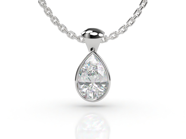 Platinum Pearshape Diamond Pendant  - Main Picture