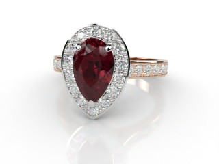 Natural Mozambique Garnet and Diamond Halo Ring. Hallmarked 18ct. Rose Gold-08-0417-8941