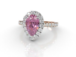 Natural Pink Sapphire and Diamond Halo Ring. Hallmarked 18ct. Rose Gold-08-0424-8938