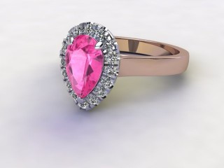 Natural Pink Sapphire and Diamond Halo Ring. Hallmarked 18ct. Rose Gold-08-0424-8939