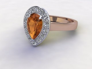 Natural Golden Citrine and Diamond Halo Ring. Hallmarked 18ct. Rose Gold-08-0433-8940