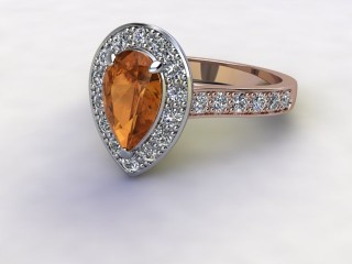 Natural Golden Citrine and Diamond Halo Ring. Hallmarked 18ct. Rose Gold-08-0433-8941