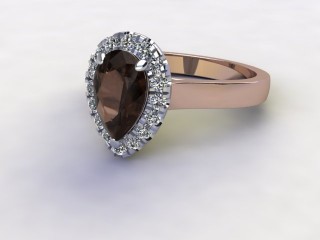 Natural Smoky Quartz and Diamond Halo Ring. Hallmarked 18ct. Rose Gold-08-0439-8939