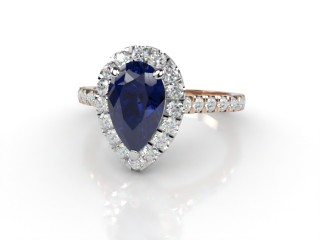 Natural Kanchanaburi Sapphire and Diamond Halo Ring. Hallmarked 18ct. Rose Gold-08-0447-8938