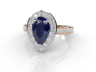 Natural Kanchanaburi Sapphire and Diamond Halo Ring. Hallmarked 18ct. Rose Gold-08-0447-8941