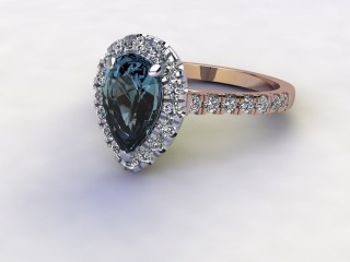 Natural London Topaz and Diamond Halo Ring. Hallmarked 18ct. Rose Gold-08-0449-8938