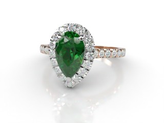 Natural Green Tourmaline and Diamond Halo Ring. Hallmarked 18ct. Rose Gold-08-0451-8938