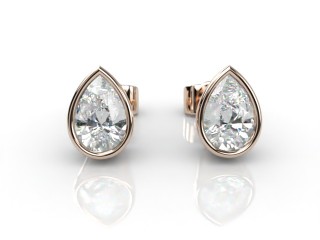 18ct. Rose Gold Rub-Over Pearshape Diamond Stud Earrings-08-1420-0001
