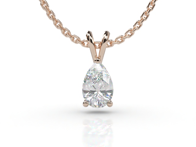 18ct. Rose Gold Pearshape Diamond Pendant  - Main Picture