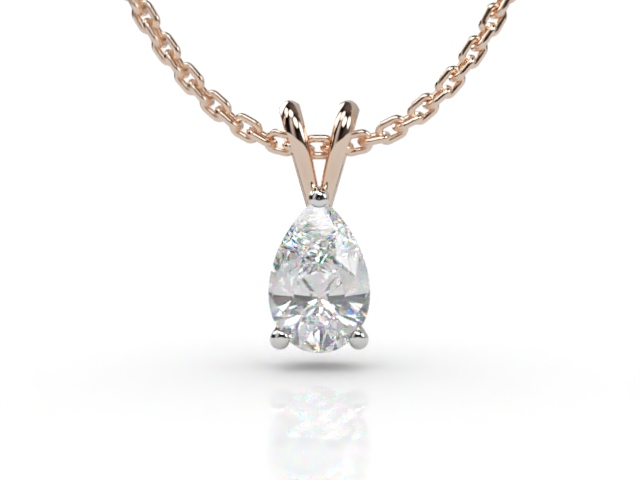 18ct. Rose Gold, Platinum Set Pearshape Diamond Pendant  - Main Picture
